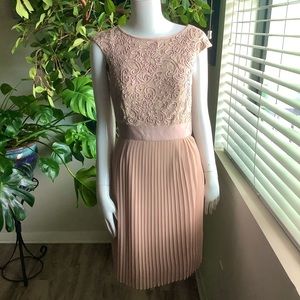 *Beautiful* Ted Baker “Aliana” Beige Lace Pleated Skirt Cocktail Dress